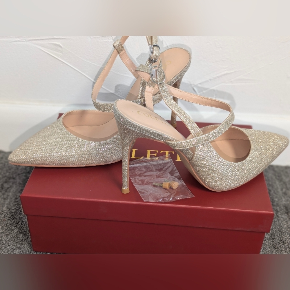 Gold Glitter Heels by Cole Haan